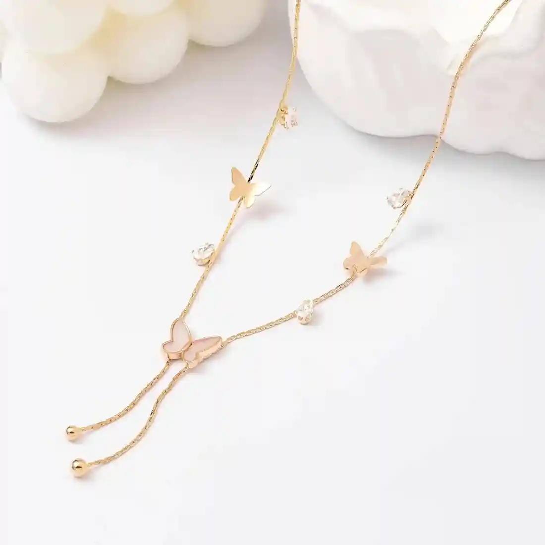 Salty Butterfly Tassel Necklace 14K Gold Plated Copper Formal Women